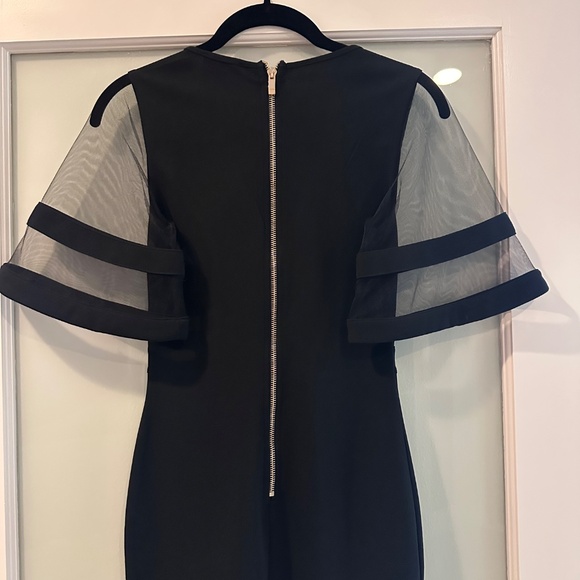 Limpasse Privy NYC Black Deep V Mini Dress with Sheer Mesh Sleeves Size S - Picture 5 of 16